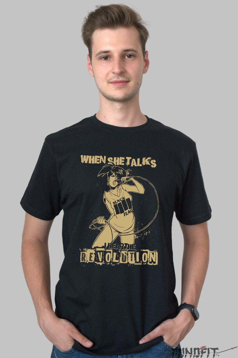 Tricou When She Talks - Hear the Revolution barbat negru