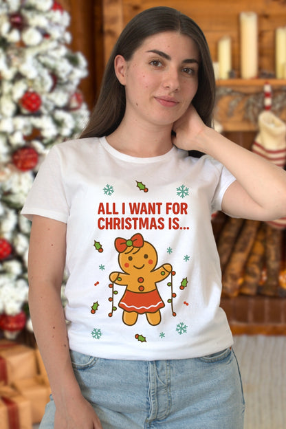 Set Tricouri Cupluri All I Want For Christmas dama alb