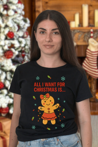 Set Tricouri Cupluri All I Want For Christmas dama negru