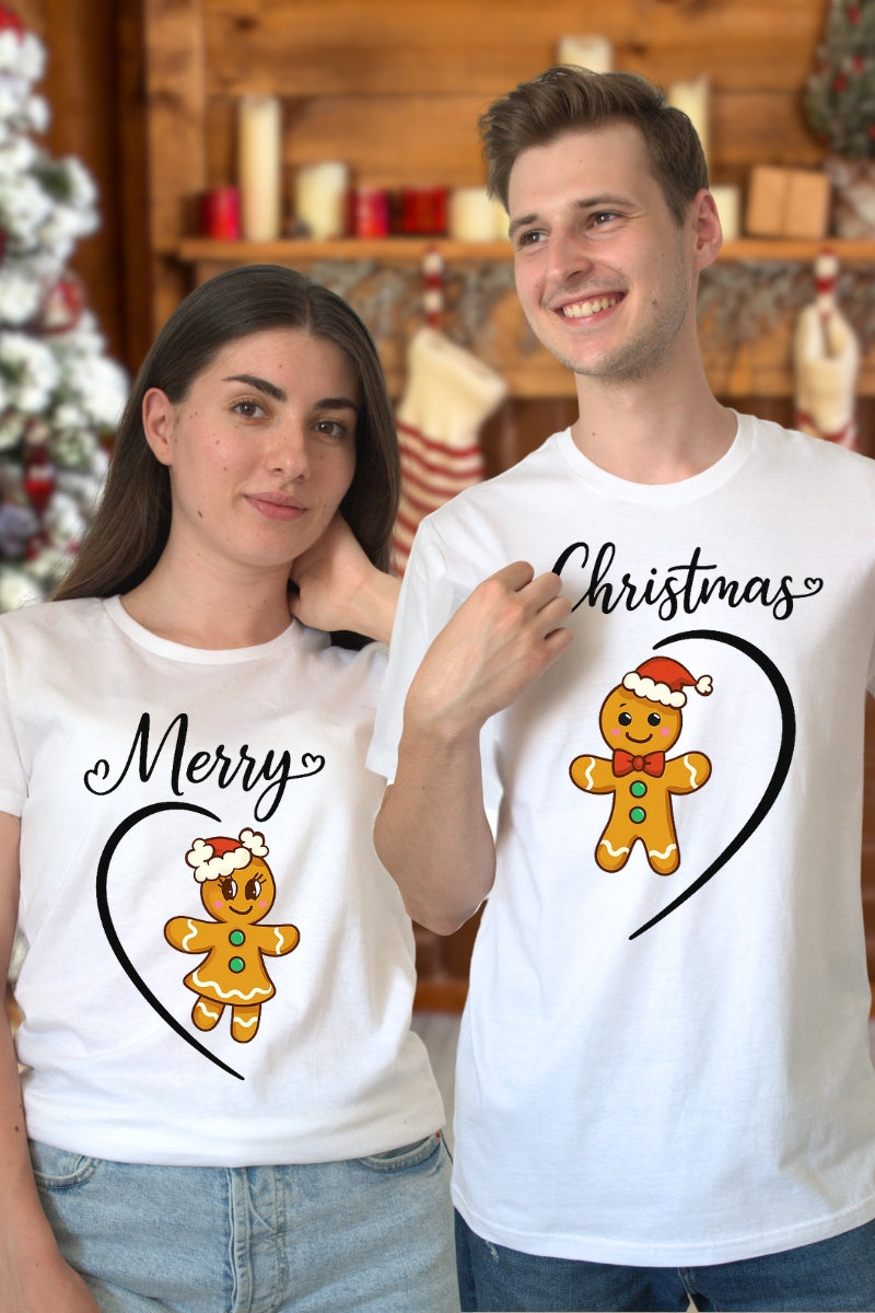 Set Tricouri Cuplu Gingerbread Merry Christmas cuplu