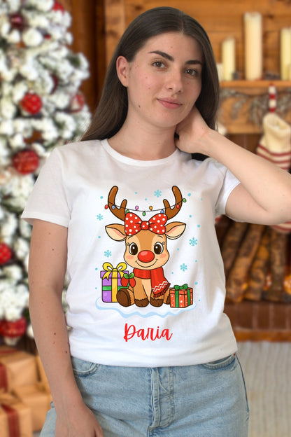 Set Tricouri Cuplu Reni Dragalasi dama alb