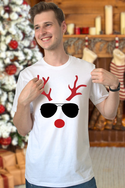 Set Tricouri Cuplu Reni Minimalisti Cool barbat alb