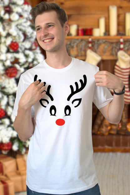 Set Tricouri Cuplu Reni Minimalisti barbat alb