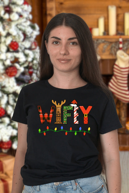 Set Tricouri Cuplu Wifey Hubby Lights dama negru