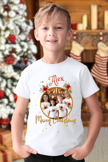 Set Tricouri De Craciun Pentru Familie Personalizat Cu Poza Si Numele Tau baiat