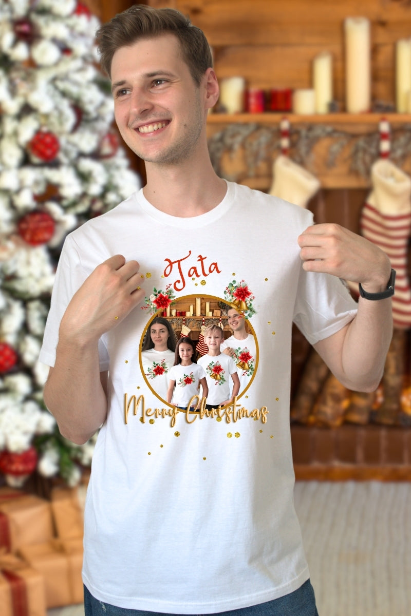 Set Tricouri De Craciun Pentru Familie Personalizat Cu Poza Si Numele Tau tata