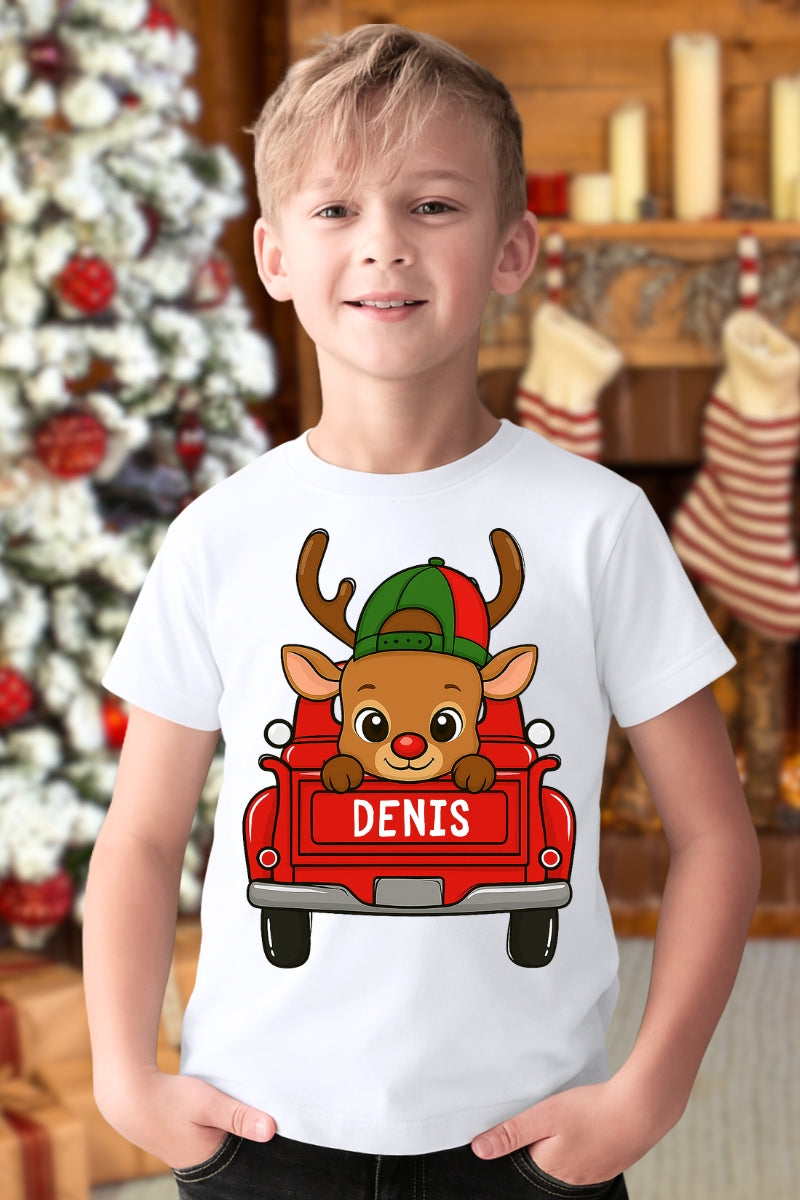 Set Tricouri Pentru Familie De Craciun Cu Masini Personalizat Cu Nume baiat