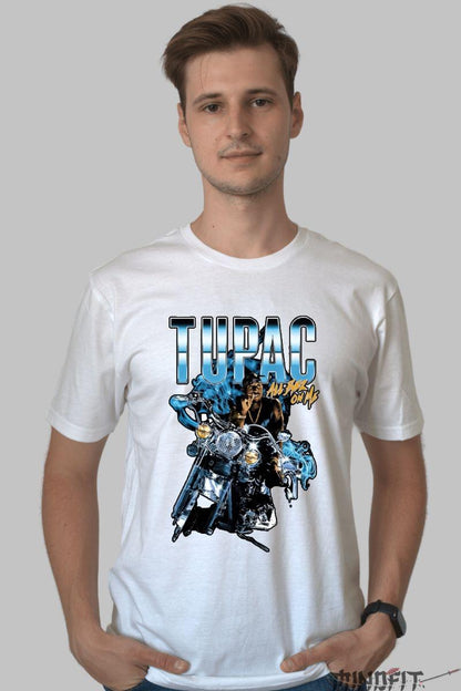 Tricou 2pac Cross Legend barbat alb fata