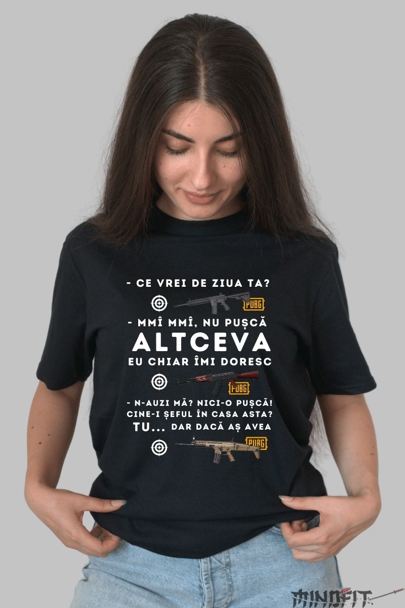 Tricou Amuzant "Daca as avea o pusca..." dama negru