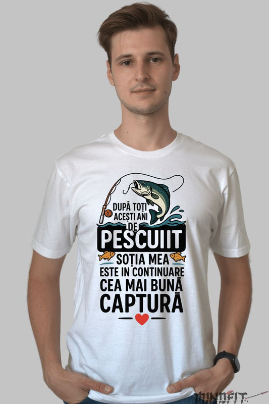 Tricou Amuzant Despre Pescuit barbat alb fata