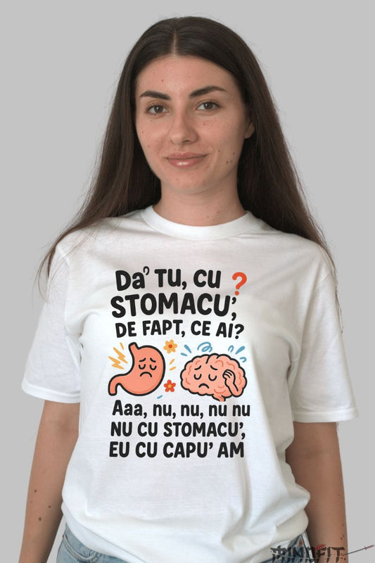 Tricou Amuzant Eu Cu Capu' Am dama alb fata