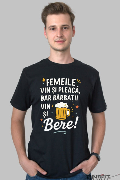 Tricou Amuzant Femeile Vin Si Pleaca barbat negru fata