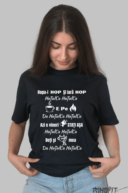 Tricou Amuzant Hutuica Hutuica dama negru fata