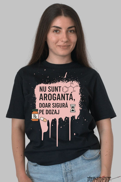 Tricou Cu Mesaj Amuzant – Libera Pe Dozaj negru dama