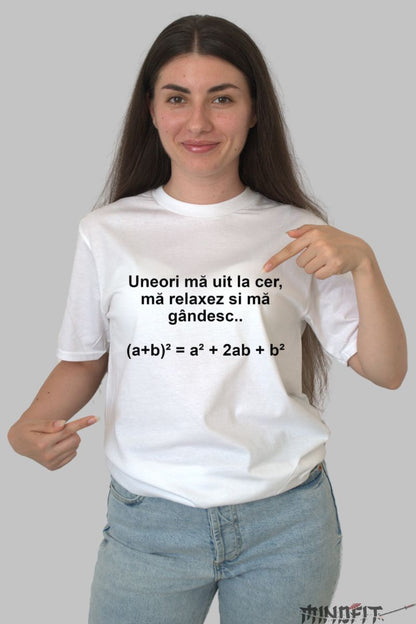 Tricou cu Formula Matematica dama alb fata