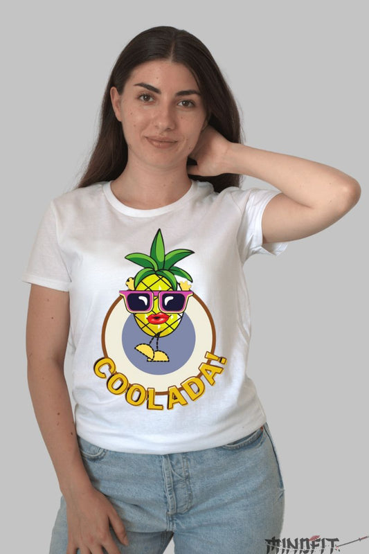 Tricou Ananas Cool dama alb fata
