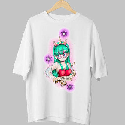 Tricou Anime Dragon Ball Model Bulma Unicorn alb fata