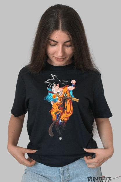 Tricou Anime Dragon Ball Son Goku In Action dama negru fata