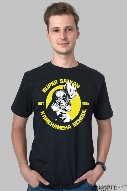 Tricou Anime Dragon Ball Son Goku Super Saiyan barbat negru fata