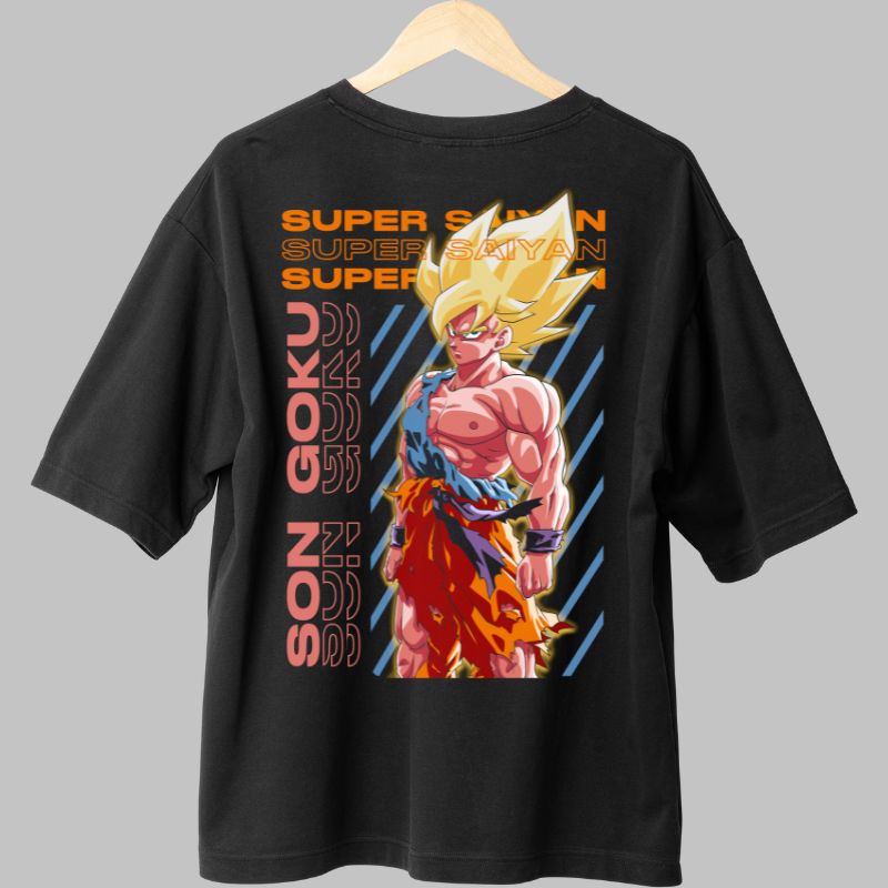 Tricou Anime Dragon Ball Son Goku Super Saiyan negru spate
