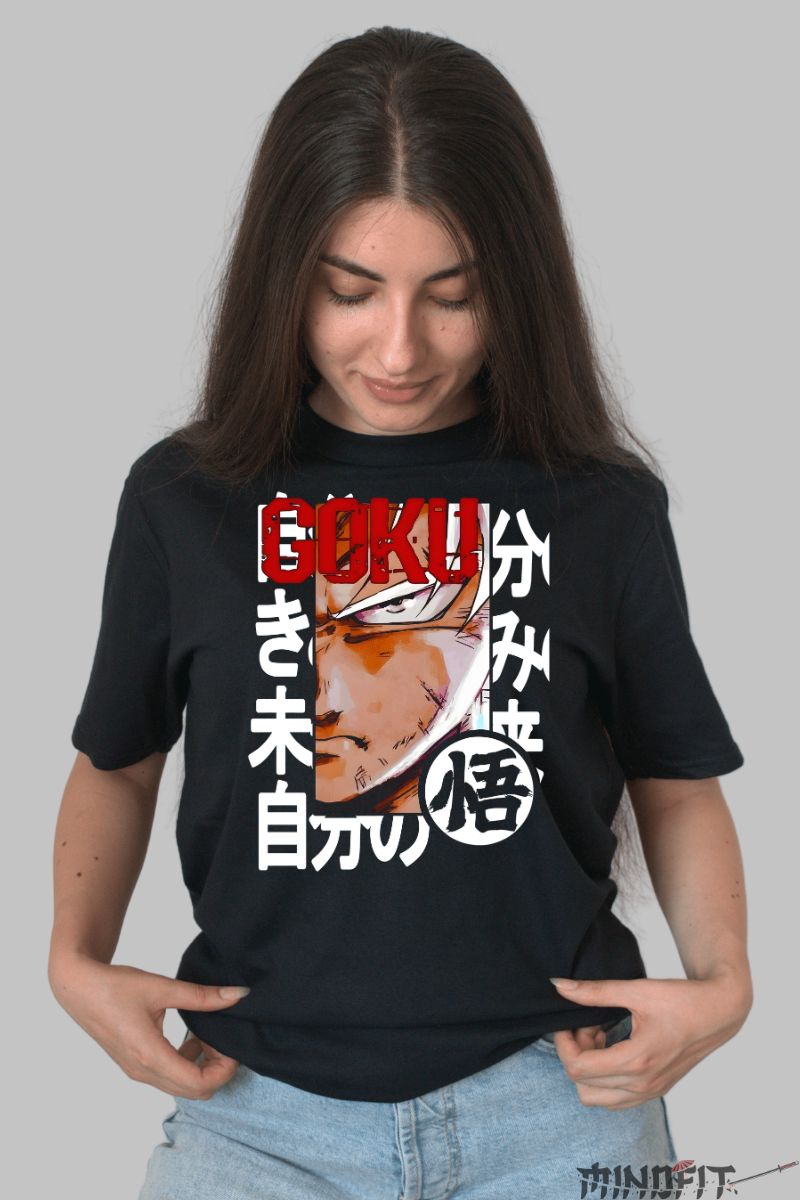 Tricou Anime Dragon Ball Son Goku The Look dama negru fata