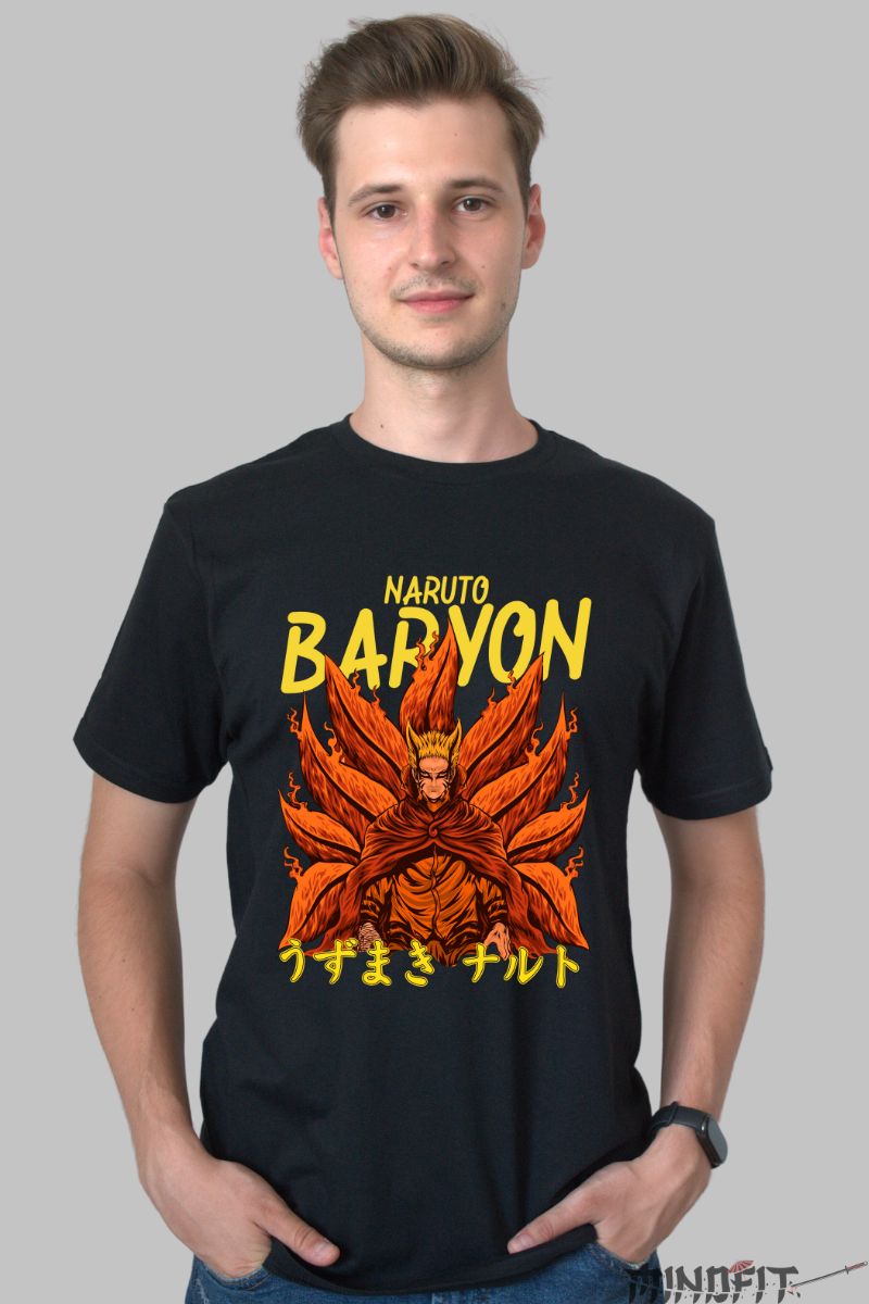 Tricou Anime Naruto Baryon Mode barbat negru fata