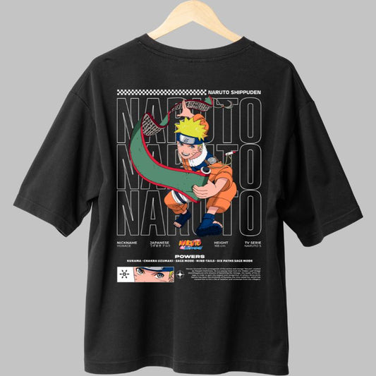 Tricou Anime Naruto Chakra Uzumaki negru spate
