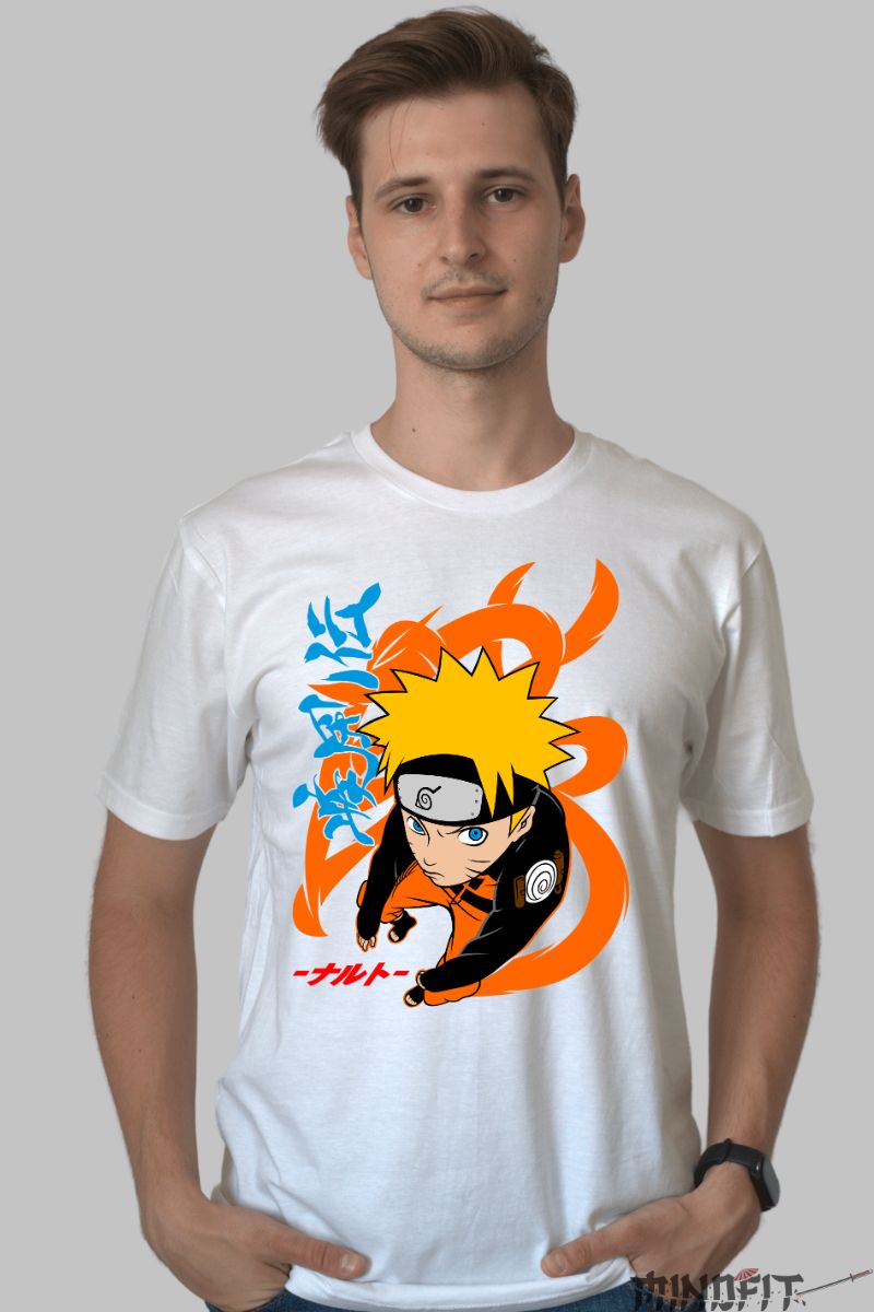 Tricou Anime Naruto Dattebayo barbat alb fata