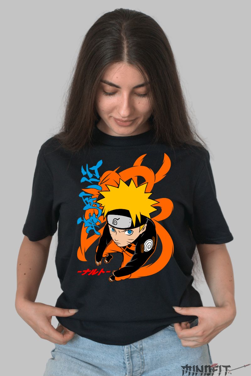 Tricou Anime Naruto Dattebayo dama negru fata