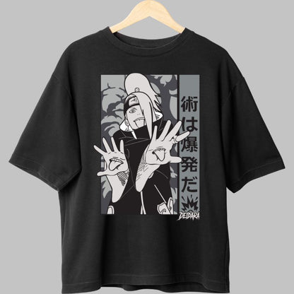 Tricou Anime Naruto Deidara "Tehnica Este O Explozie" negru fata