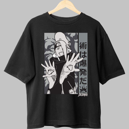 Tricou Anime Naruto Deidara "Tehnica Este O Explozie" negru fata
