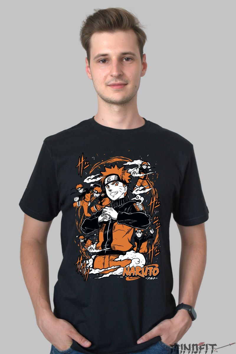 Tricou Anime Naruto Kage Bunshin No Jutsu barbat negru fata