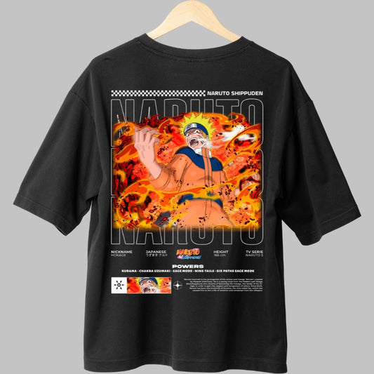 Tricou Anime Naruto Fire of Will negru spate