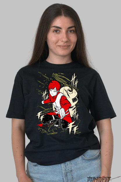 Tricou Anime Naruto Gaara The Explorer dama negru fata