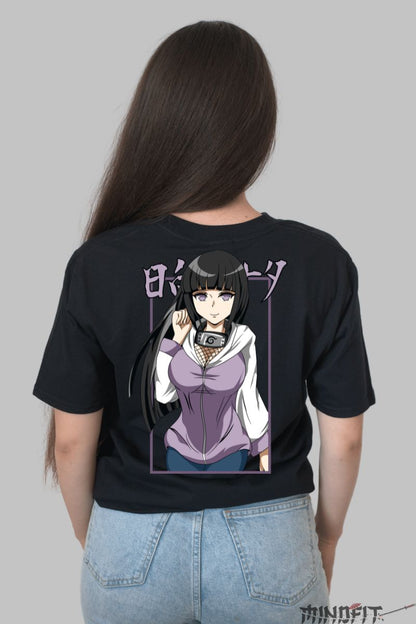 Tricou Anime Naruto Hinata Hyuga dama negru spate