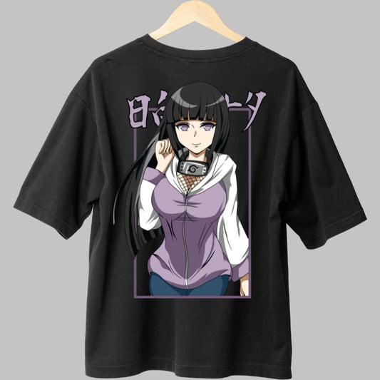 Tricou Anime Naruto Hinata Hyuga negru spate