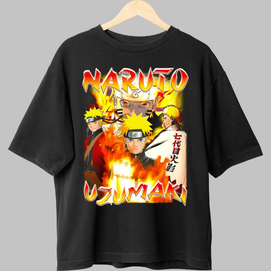 Tricou Anime Naruto Hokage Path negru fata
