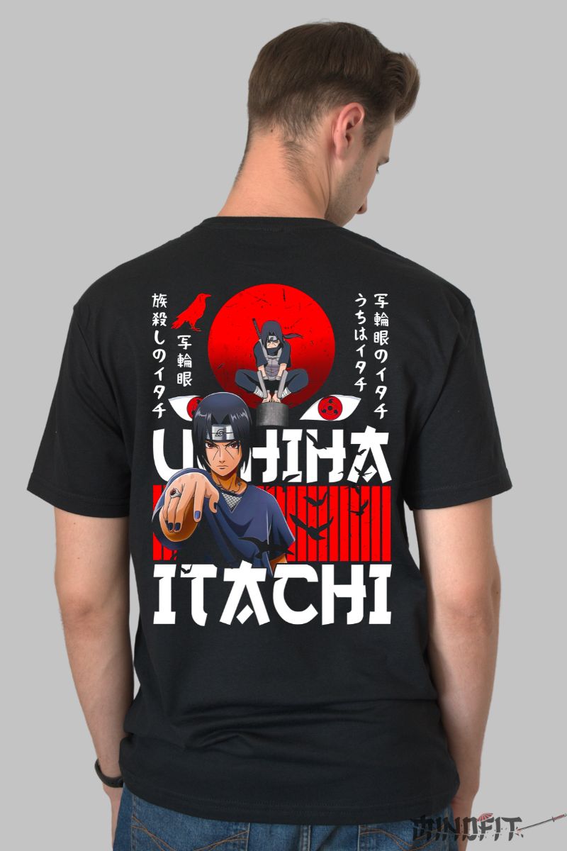 Tricou Anime Naruto Itachi Beyond The Light barbat negru spate