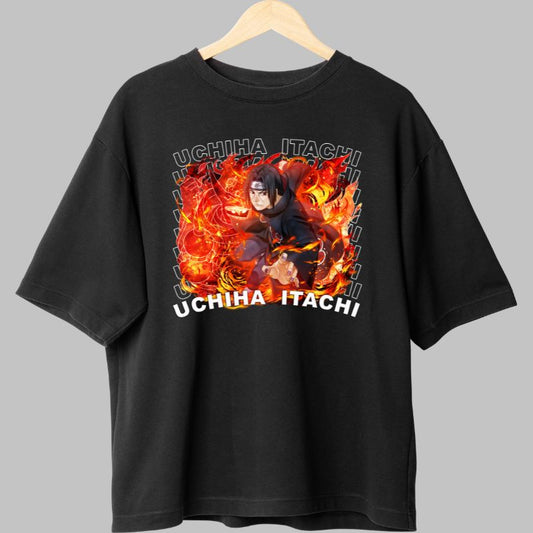 Tricou Anime Naruto Itachi Infernal Art negru fata