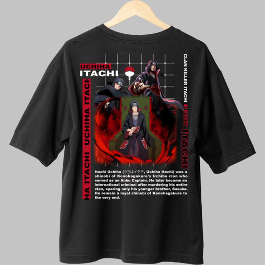 Tricou Anime Naruto Itachi Loyal to Konohagakure negru spate
