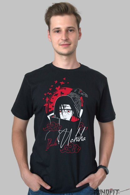 Tricou Anime Naruto Itachi The Demon In The Clan barbat negru fata