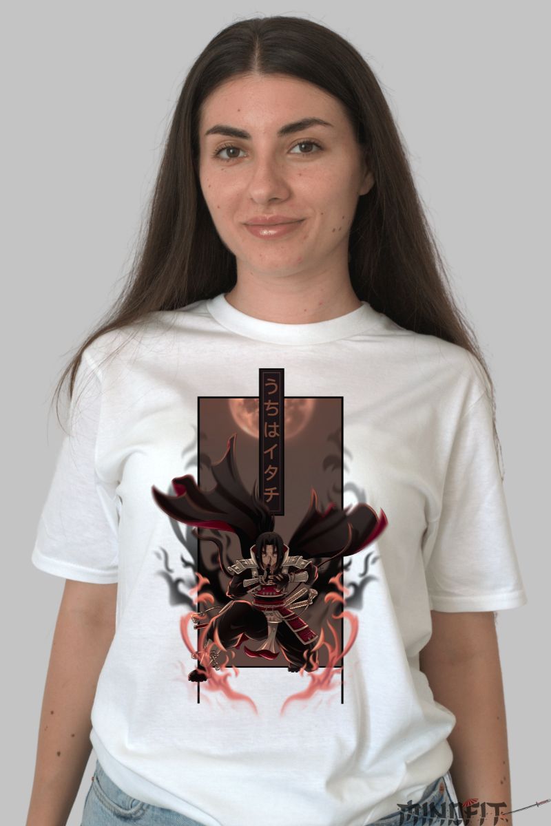 Tricou Anime Naruto Itachi The Uchiha Warrior dama alb fata