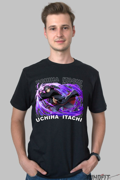 Tricou Anime Naruto Itachi Uchiha Defense barbat negru fata