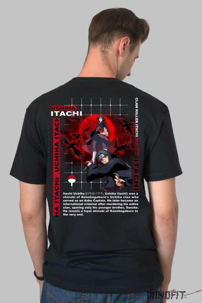 Tricou Anime Naruto Itachi Uchiha barbat negru spate