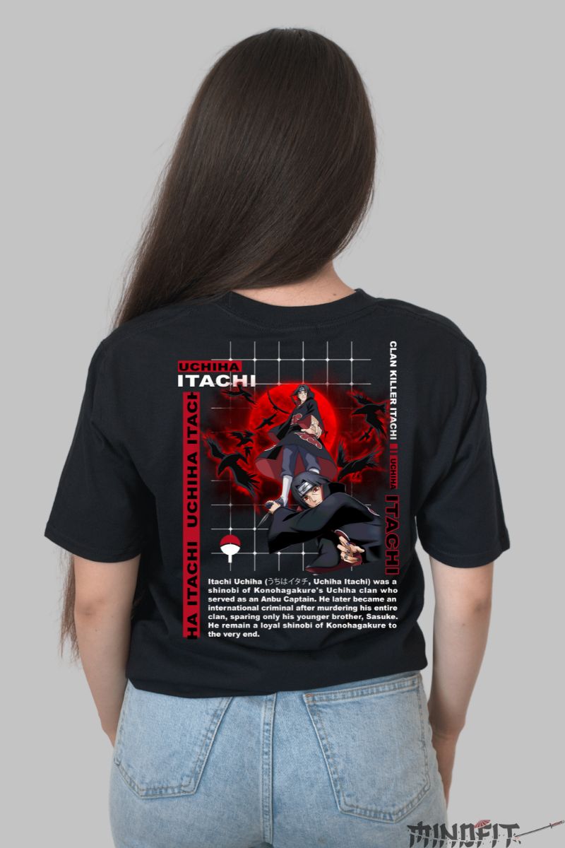 Tricou Anime Naruto Itachi Uchiha dama negru spate