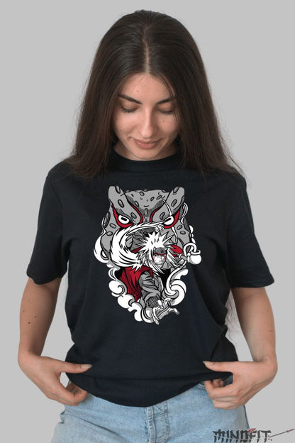 Tricou Anime Naruto Jiraya Legendary Sannin dama negru fata