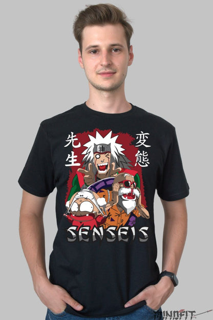 Tricou Anime Naruto Jiraya Senseis barbat negru fata