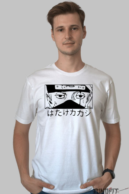 Tricou Anime Naruto Kakashi Hidden Face barbat alb fata