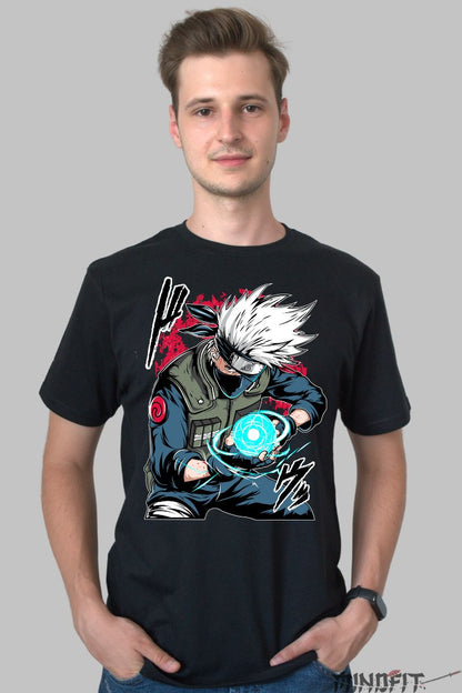 Tricou Anime Naruto Kakashi Rasengan barbat negru fata
