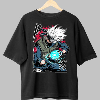 Tricou Anime Naruto Kakashi Rasengan negru fata